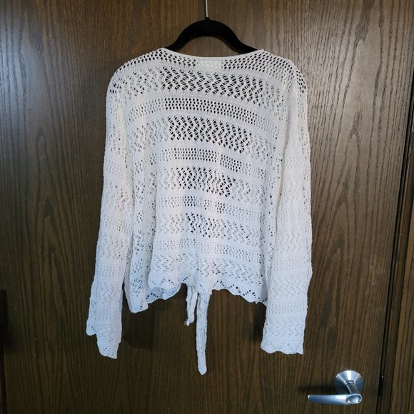 Dress Barn White Crochet Tie Front Sweater Size 3X - Picture 3 of 6